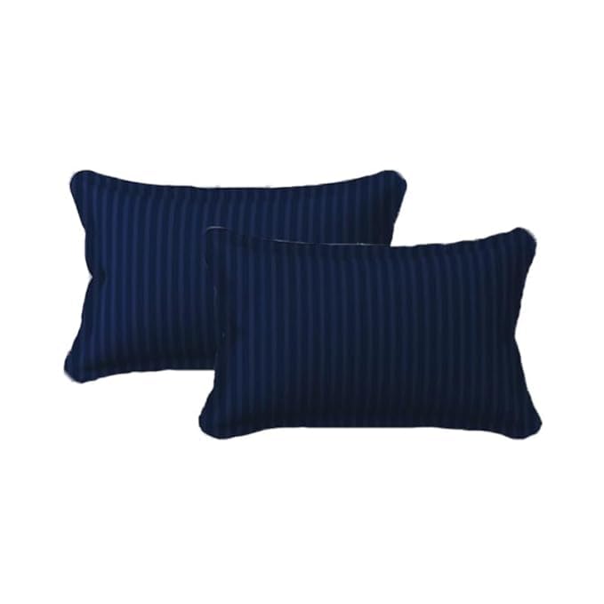 Homecrown Cotton Feel Striped Elastic Fitted Double Bedsheet with 2 Pillow Covers – 72x78 Inch – Dark Blue