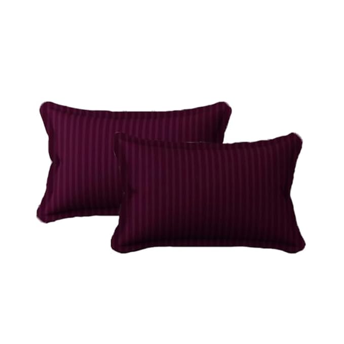 Homecrown Cotton Feel Striped Elastic Fitted Double Bedsheet with 2 Pillow Covers – 72x78 Inch – Wine