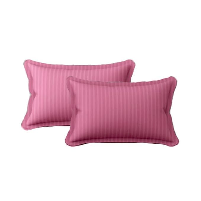 Homecrown Cotton Feel Striped Elastic Fitted Double Bedsheet with 2 Pillow Covers – 72x78 Inch – Light Pink