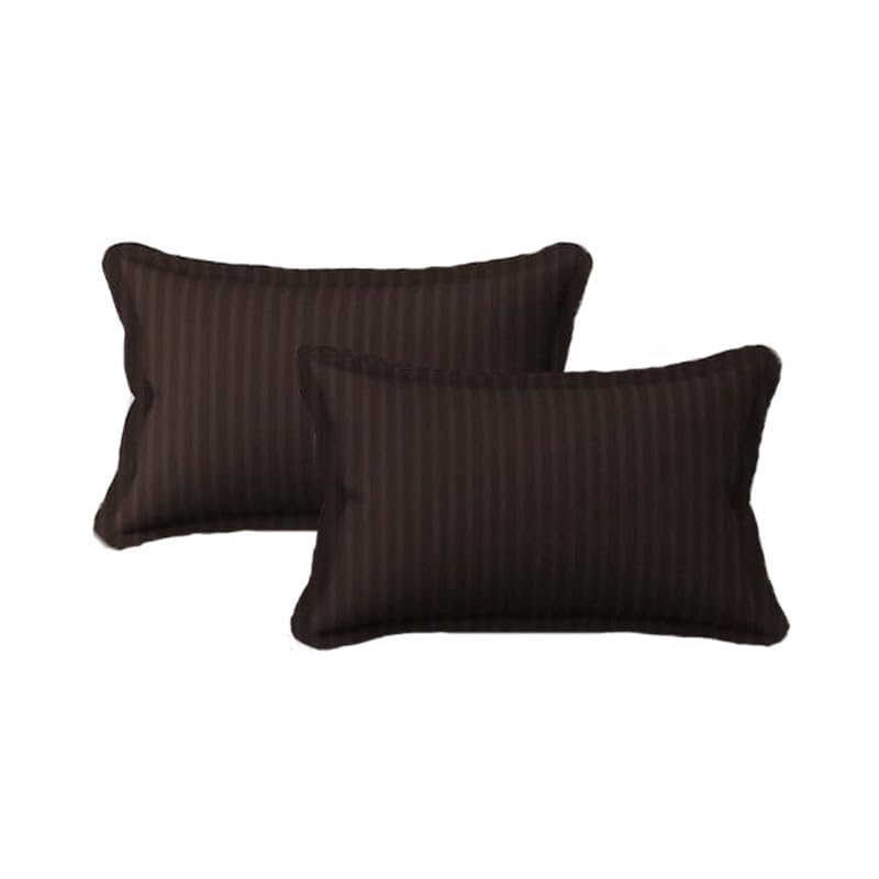 Homecrown Cotton Feel Striped Elastic Fitted Double Bedsheet with 2 Pillow Covers – 72x78 Inch – Brown