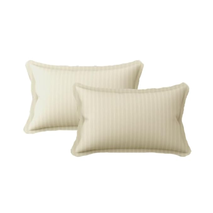 Homecrown Cotton Feel Striped Elastic Fitted Double Bedsheet with 2 Pillow Covers – 72x78 Inch – Beige