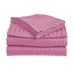 Homecrown Stripe Bedsheet for Single Bed with 1 Matching Pillow Cover – Light Pink
