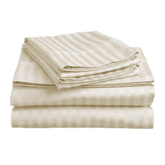 Homecrown Stripe Bedsheet for Single Bed with 1 Matching Pillow Cover – Beige
