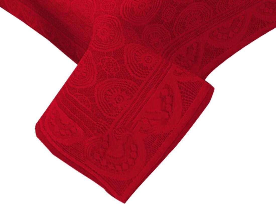 Homecrown Circle Design Cotton 6 Seater Dining Table Cover (Red, 60 X 90 Inches)
