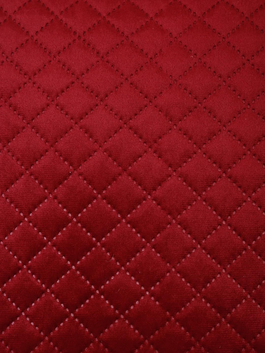 Homecrown Quilted Velvet Cushion Covers Set of 5 (16x16 Inch) - Red