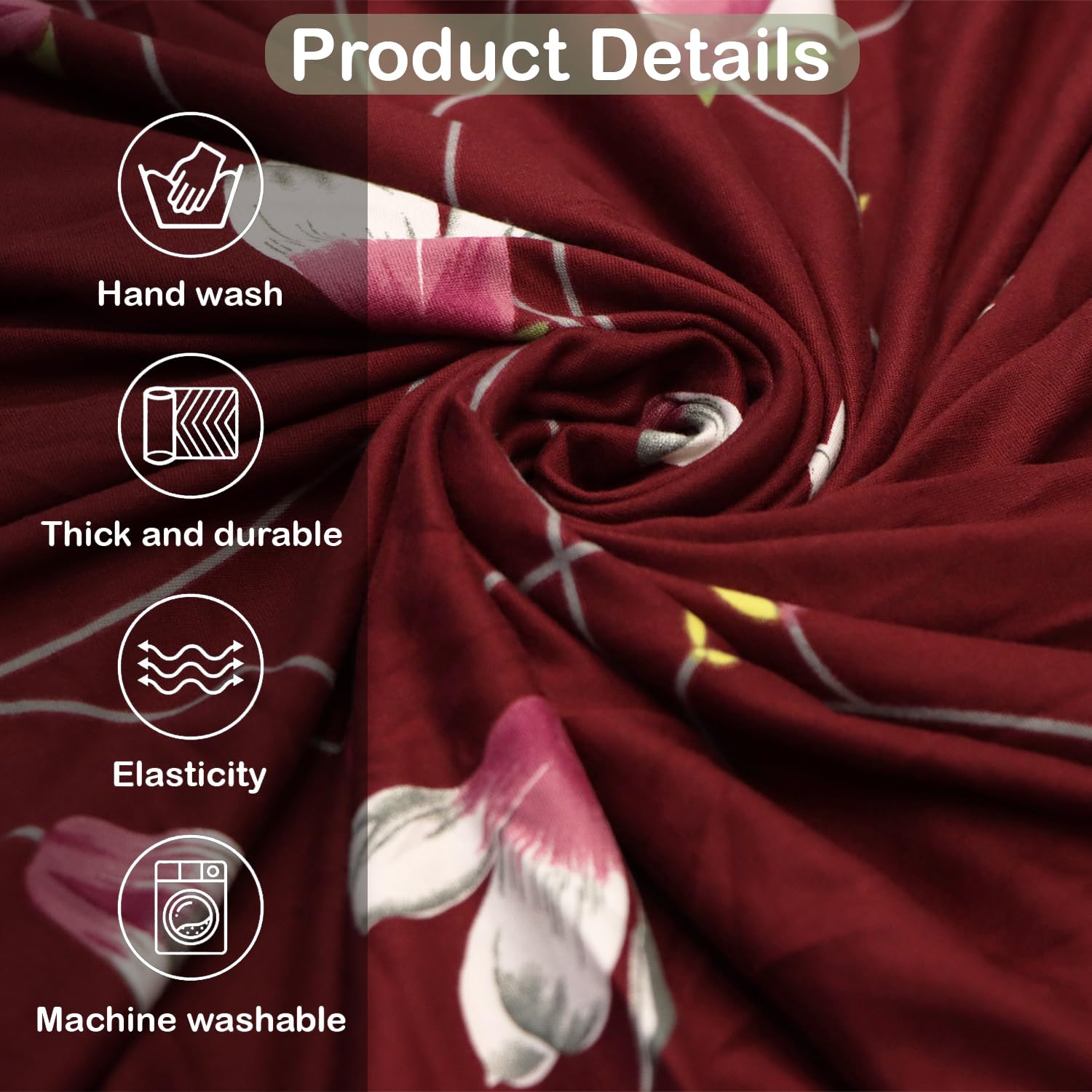 Homecrown Stretchable Fully Covered 5 Seater Sofa Cover Set (3+1+1) – Floral Design, Universal Fit & Non-Slip Protection