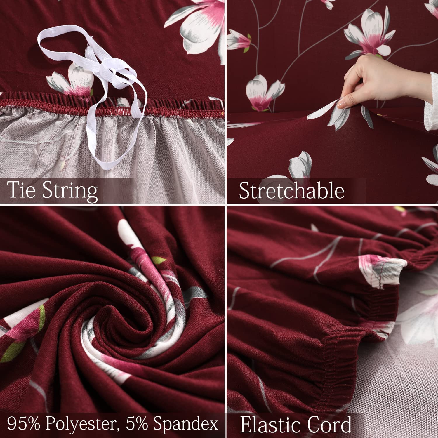 Homecrown Stretchable Fully Covered 5 Seater Sofa Cover Set (3+1+1) – Floral Design, Universal Fit & Non-Slip Protection
