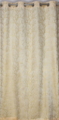 Homecrown Premium Velvet Fabric Room Darkening Curtains for Windows & Doors - Set of 2, Foil Print- Cream