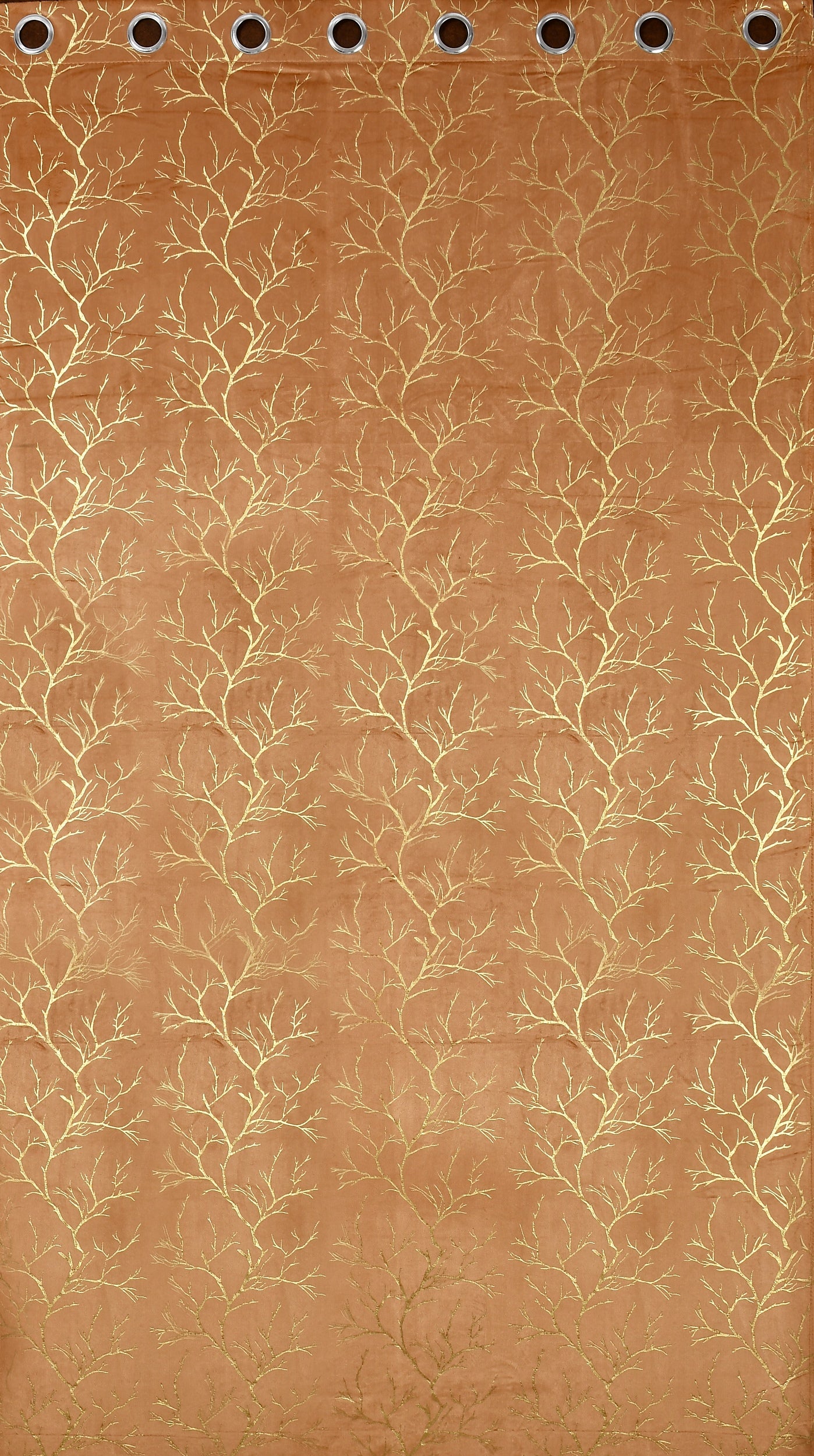 Homecrown Premium Velvet Fabric Room Darkening Curtains for Windows & Doors - Set of 2, Foil Print- Gold
