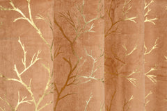 Homecrown Premium Velvet Fabric Room Darkening Curtains for Windows & Doors - Set of 2, Foil Print- Gold