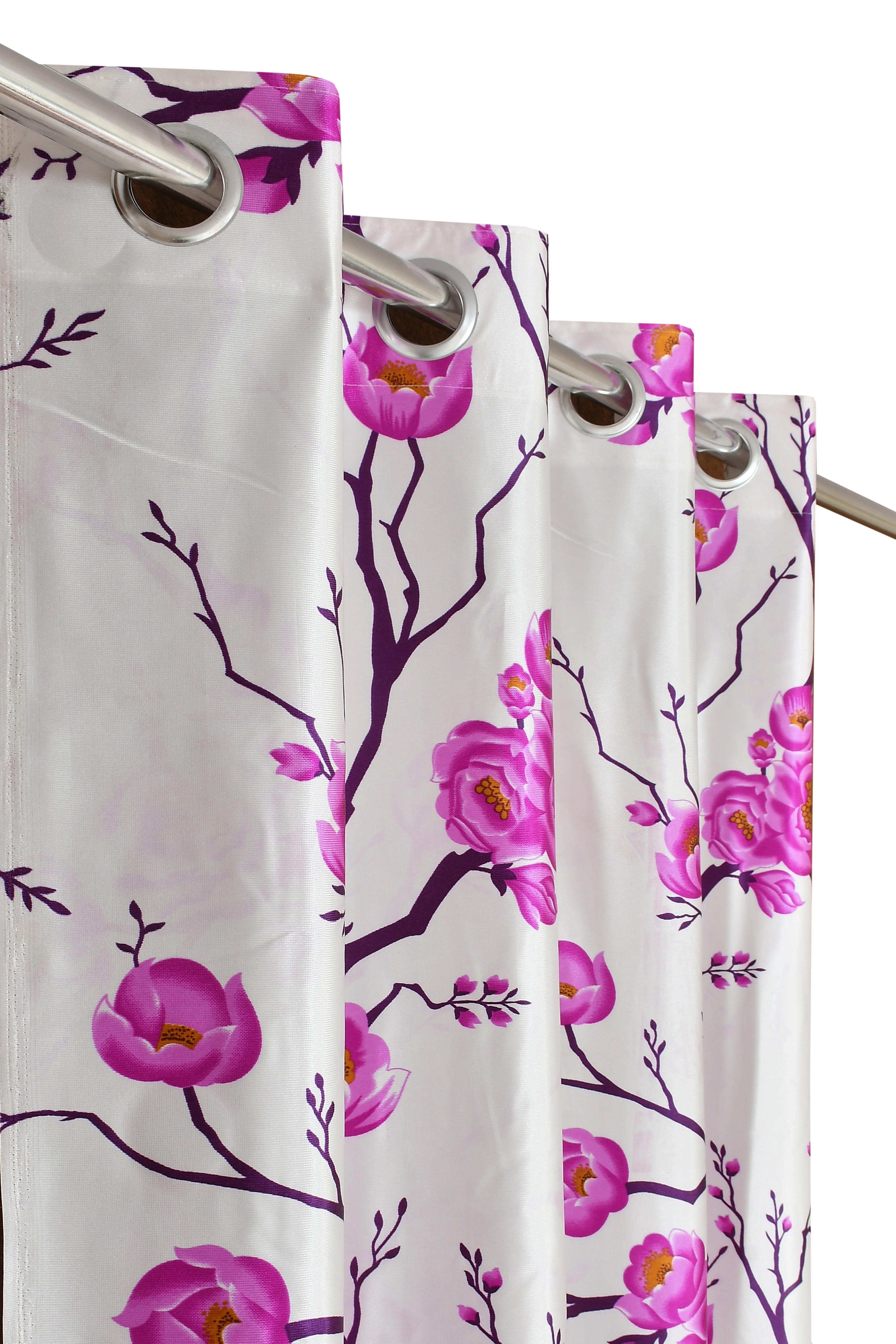 HOMECROWN Floral Printed Curtains for Windows and Doors – Set of 2, Purple