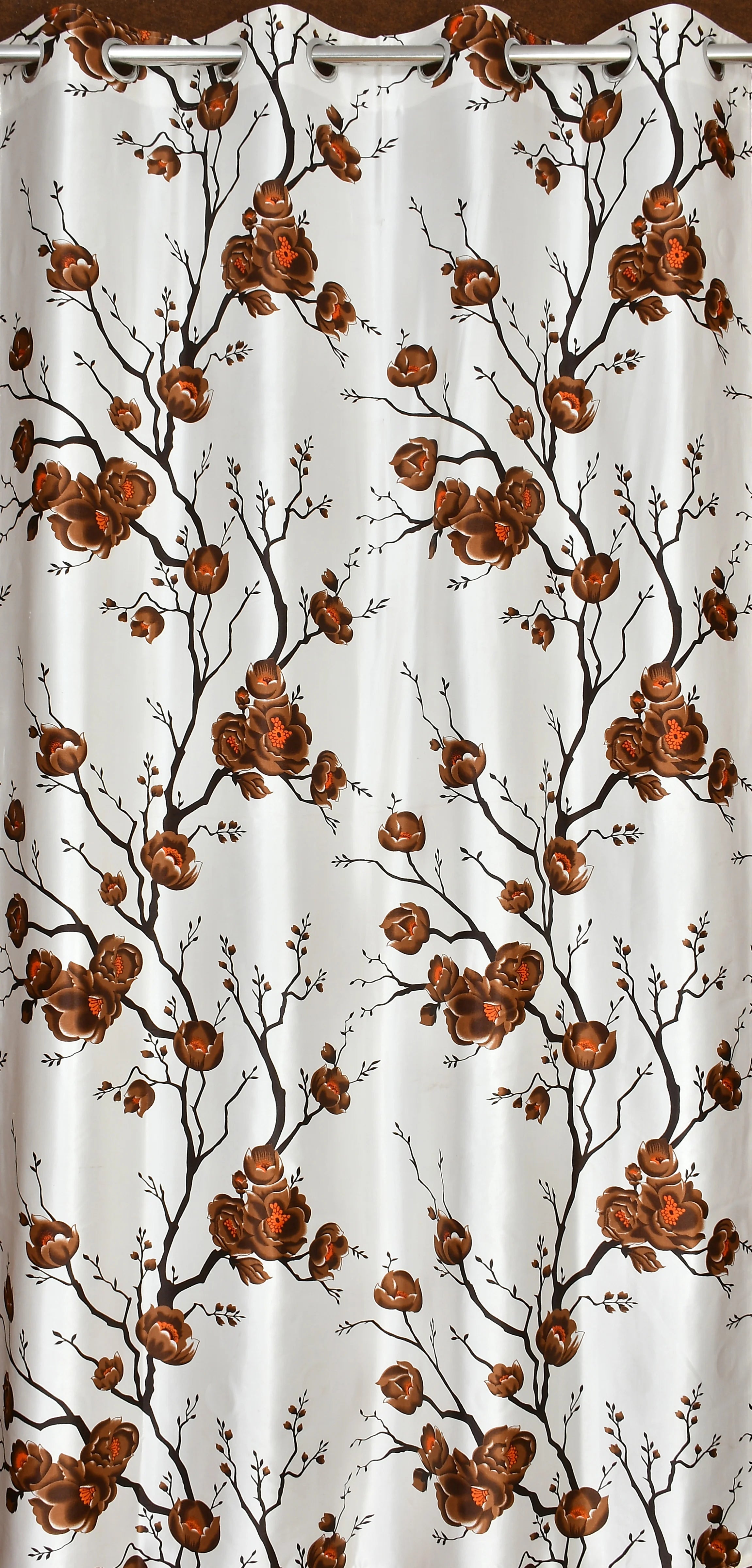 HOMECROWN Floral Printed Curtains for Windows and Doors – Set of 2, Brown