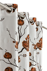 HOMECROWN Floral Printed Curtains for Windows and Doors – Set of 2, Brown