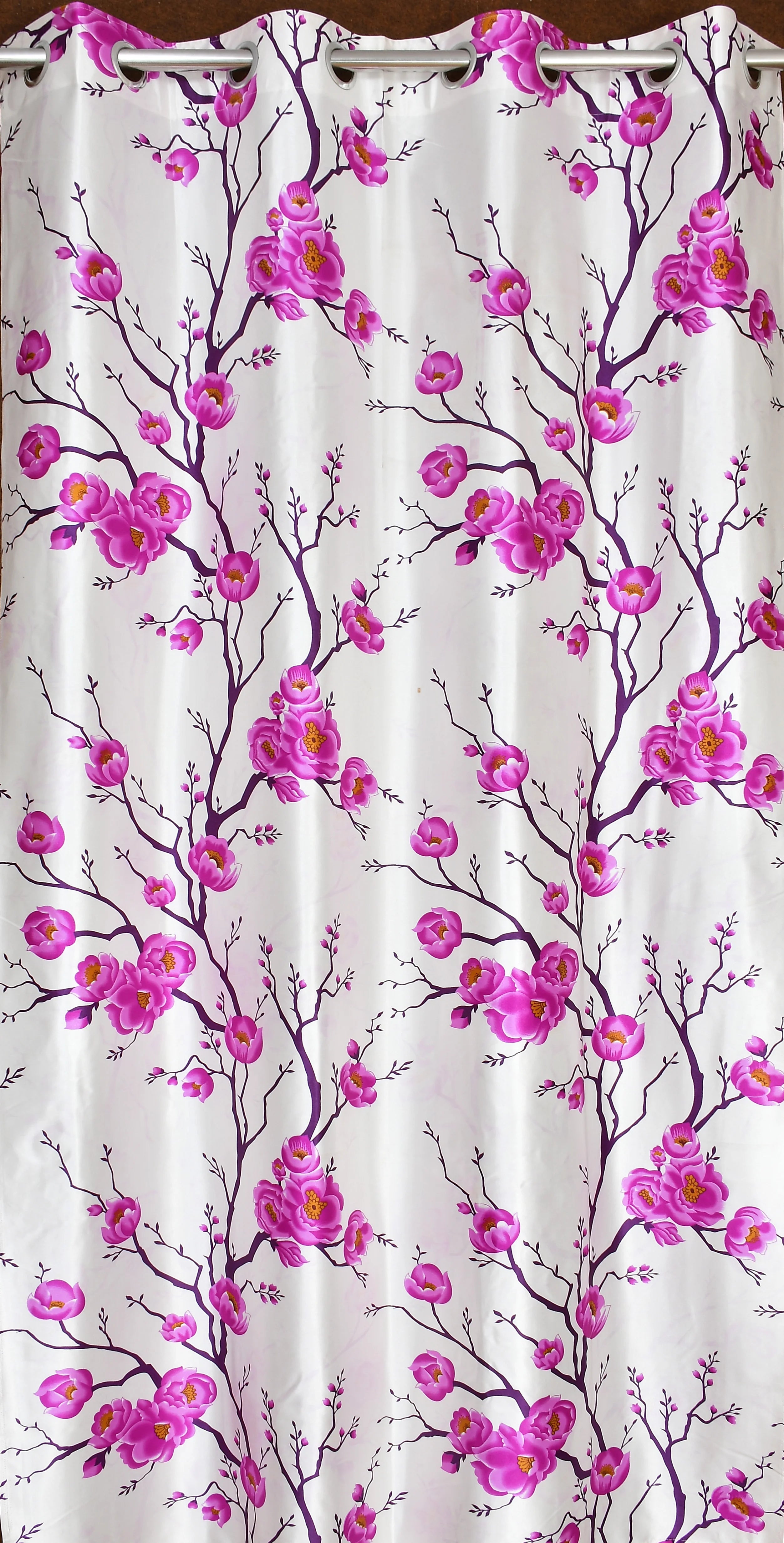 HOMECROWN Floral Printed Curtains for Windows and Doors – Set of 2, Purple