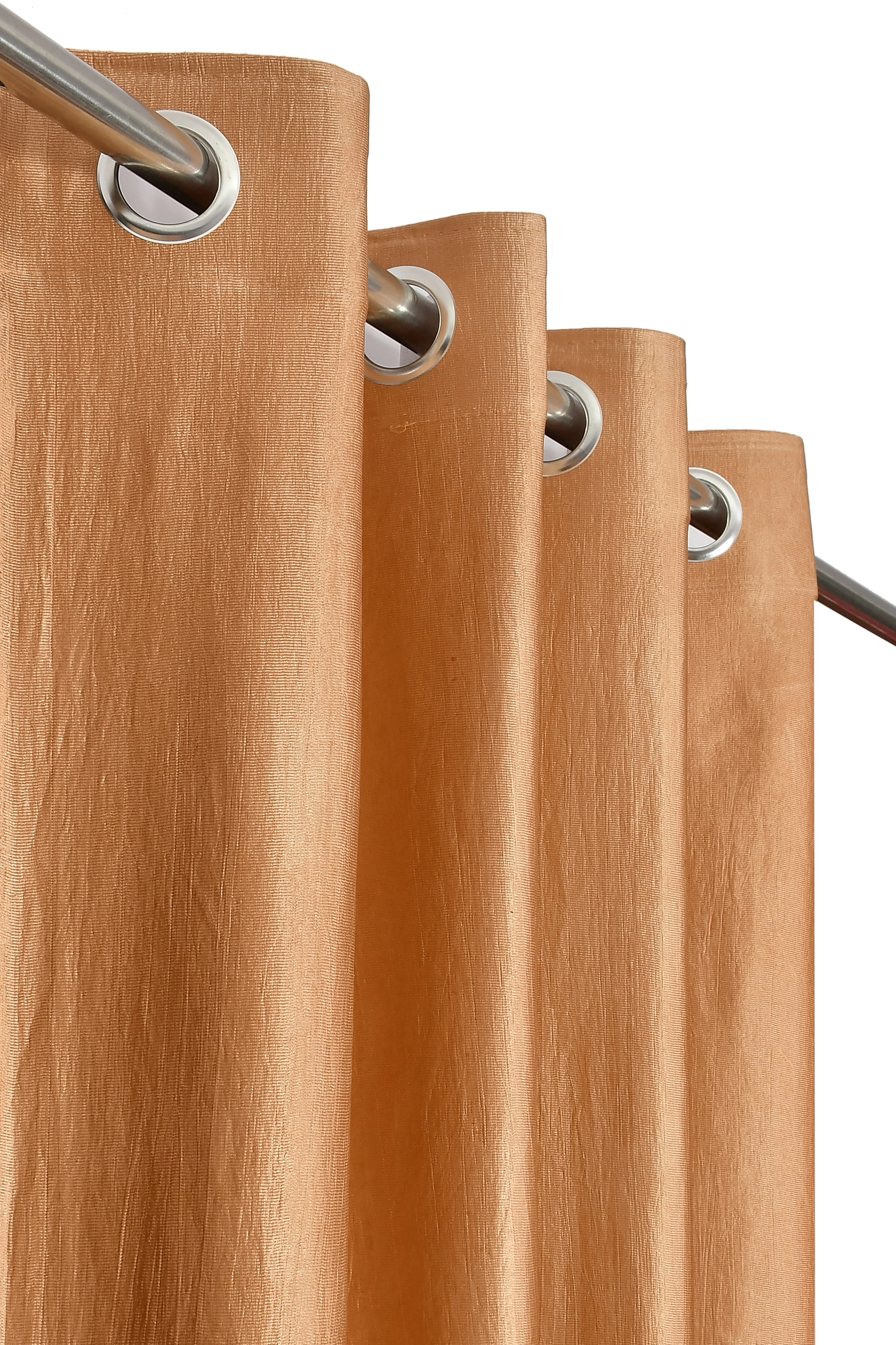 Homecrown Solid Plain Crush Curtains for Windows/Doors – Set of 2, Beige