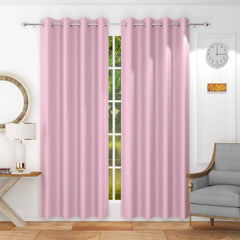 Homecrown Premium Thermal Insulated Room Darkening Blackout Curtains for Windows & Doors - Set of 2, Light Pink