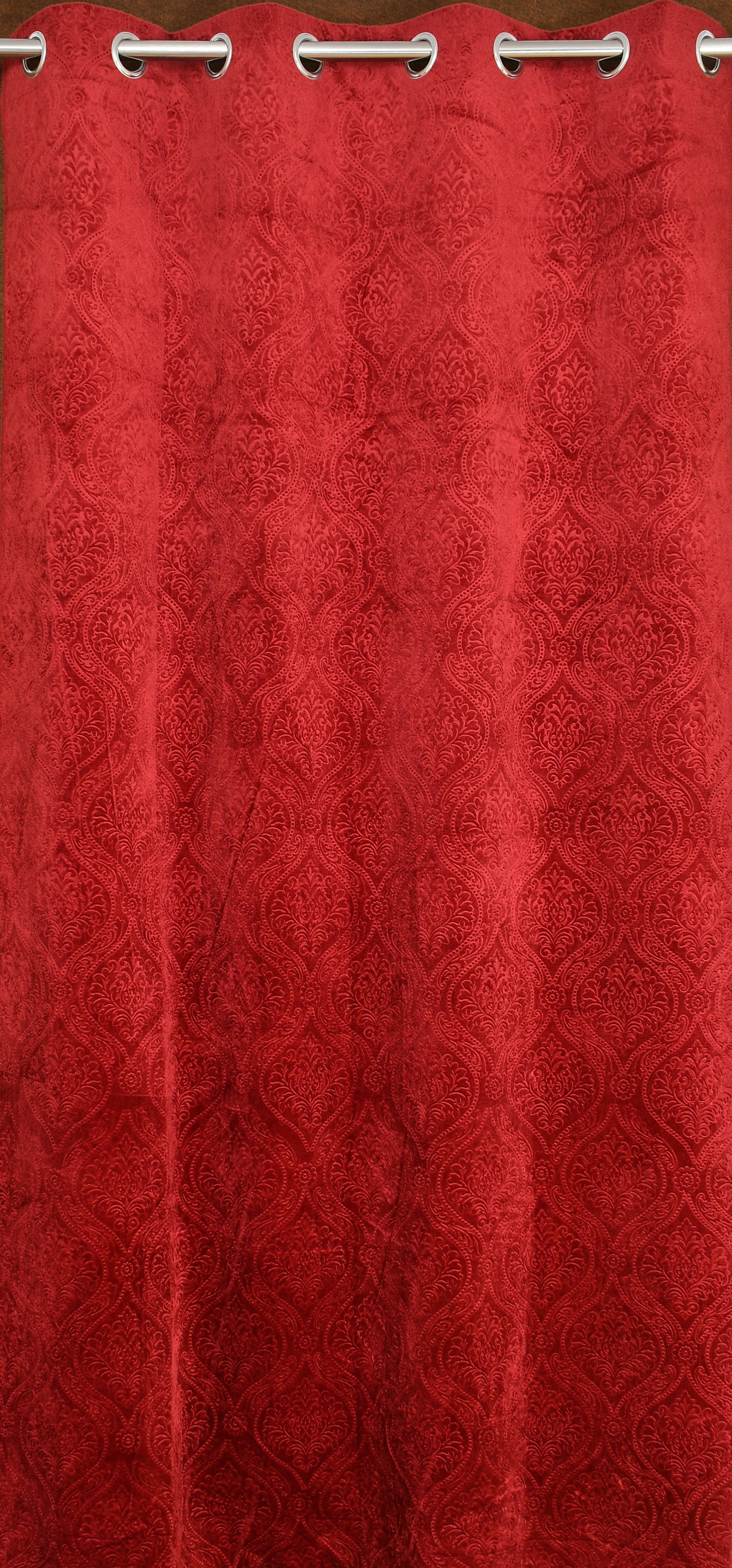 Homecrown Premium Velvet Fabric Room Darkening Curtains for Windows & Doors - Set of 2, Cadbury- Maroon