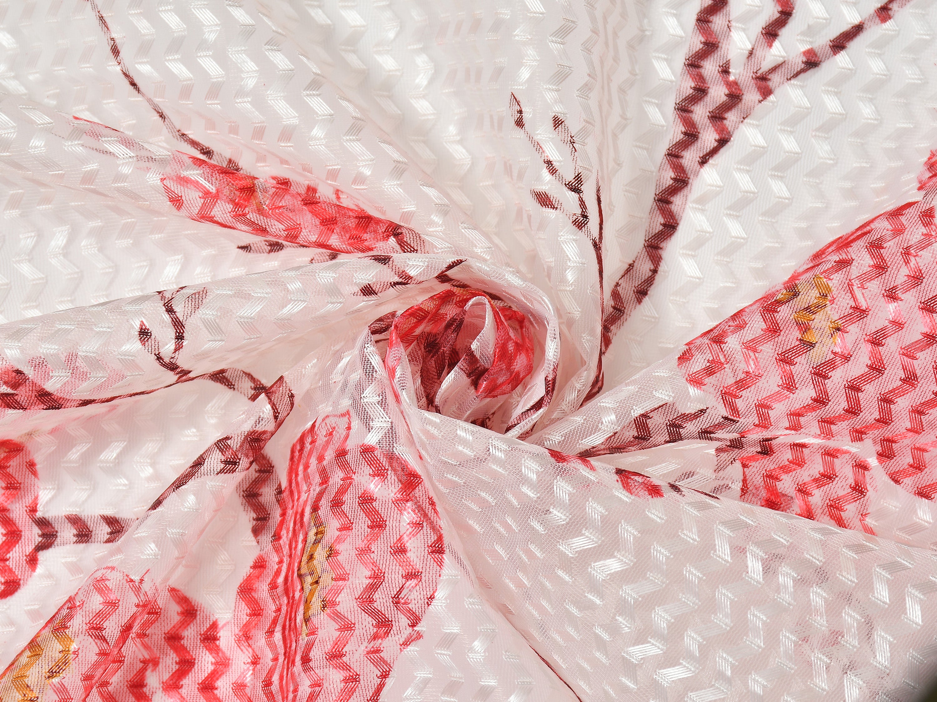 Homecrown Tissue Net Floral Print Curtains for Windows/Doors – Set of 2, Gulab- Maroon