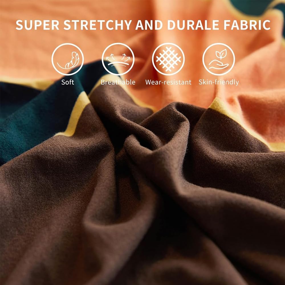 Homecrown Stretchable Fully Covered 5 Seater Sofa Cover Set (3+1+1) – Geometric Design, Universal Fit & Non-Slip Protection