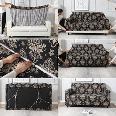 Homecrown Stretchable Fully Covered 5 Seater Sofa Cover Set (3+1+1) – Ethnic Design, Universal Fit & Non-Slip Protection