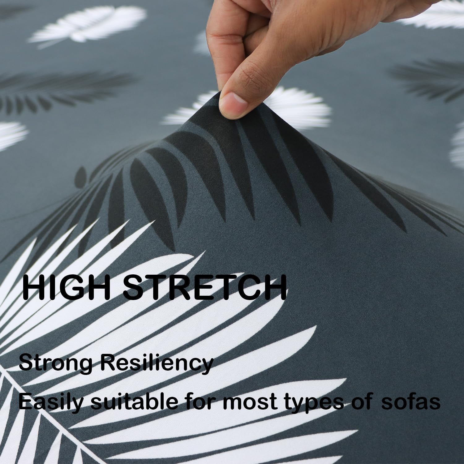Homecrown Stretchable Fully Covered 5 Seater Sofa Cover Set (3+1+1) – Feather Design, Universal Fit & Non-Slip Protection