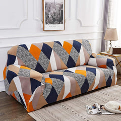 Homecrown Stretchable Fully Covered 5 Seater Sofa Cover Set (3+1+1) – Geometric Design, Universal Fit & Non-Slip Protection