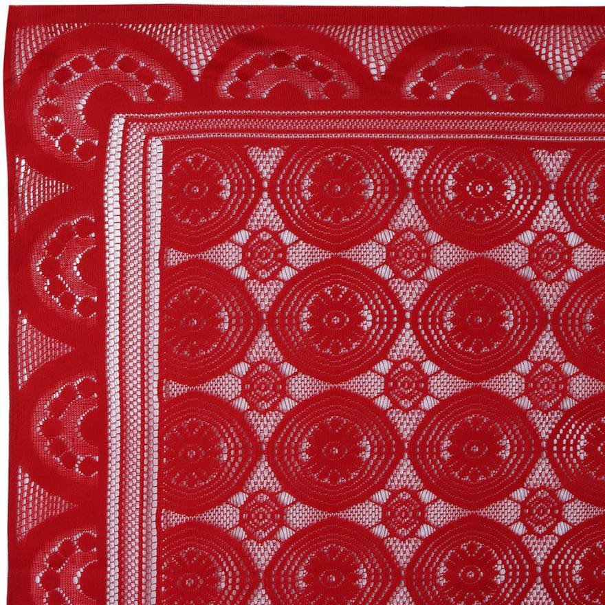 Homecrown Circle Design Cotton 6 Seater Dining Table Cover (Red, 60 X 90 Inches)