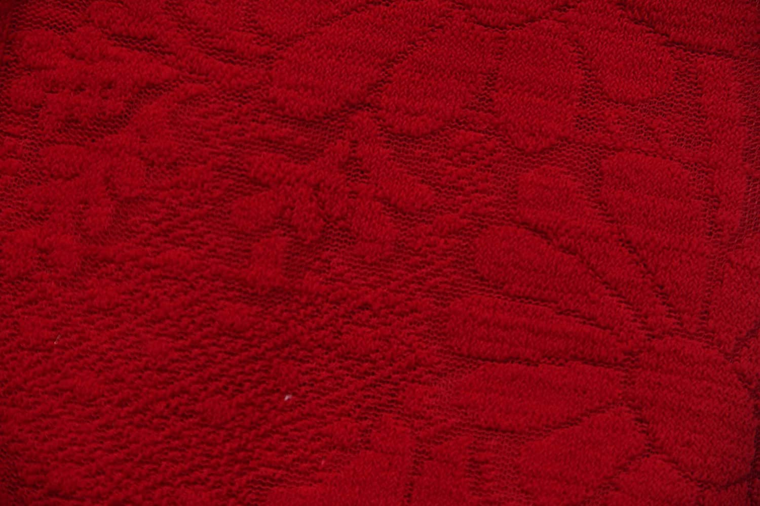 Homecrown Floral Print Embossed Polycotton 5 Seater Sofa Cover Set- Red
